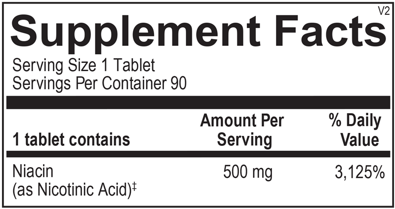 Time Release Niacin supplement facts image